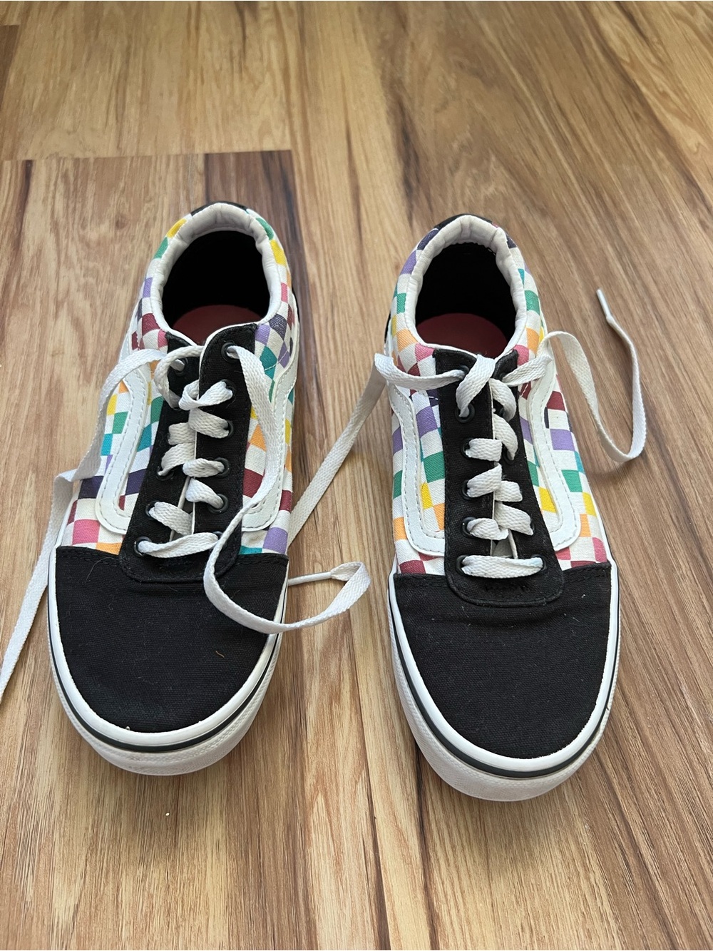 US Missy size 3 Vans Kids Checkerboard Lace-Up Sneakers